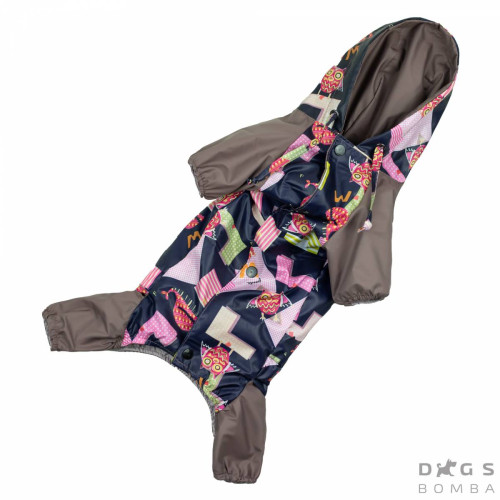 Дождевик для собак девочек с рисунком совы MD-6