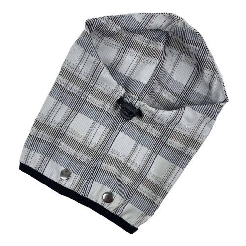 Дощовик для собак на флісі картатий сірого кольору MF-24 зі знімним капюшоном