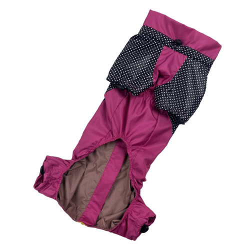Водоотталкивающий дождевик для таксы или корги МТ-15 горох с малиной