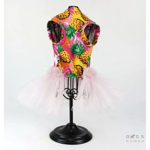 Сукня з фатином для собак з прінтом ананас O-84