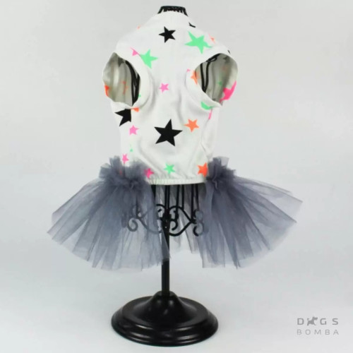 Сукня з фатином для собак з прінтом зiрки O-86