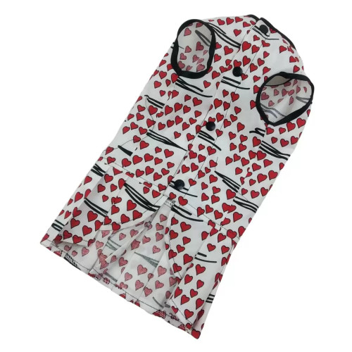 Сукня з бантом для собак з прінтом серця O-92