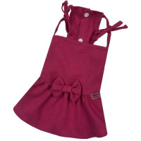 Сарафан для собак P-41 лляний малинового кольору