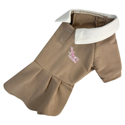 Платье поло для собак P-36 бежевого цвета