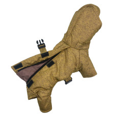 Комбинезон для собаки зима-осень с поясом горчица в крапинку R-27