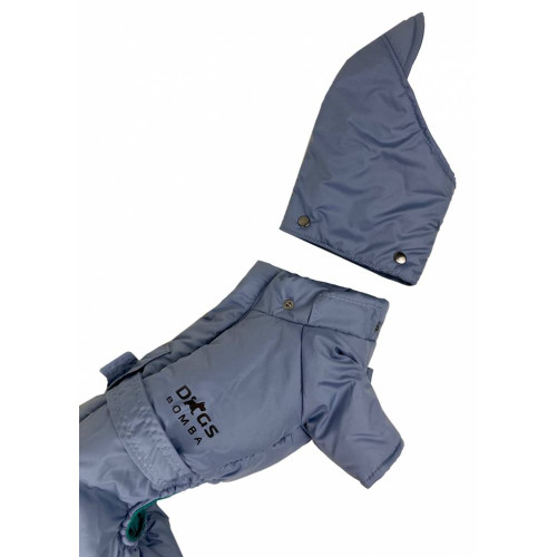 Комбінезон для собаки зима-осінь з поясом блакитного кольору R-36