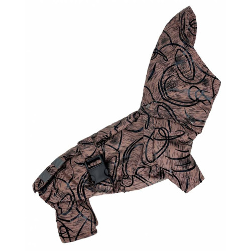 Комбинезон для собаки зима-осень с поясом коричневого цвета с узорами R-37