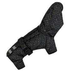 Зимний комбинезон для собак с поясом и принтом чёрные звёзды R-45