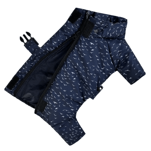 Зимний комбинезон для собак Dogs Bomba R-46 Принт птички с поясом