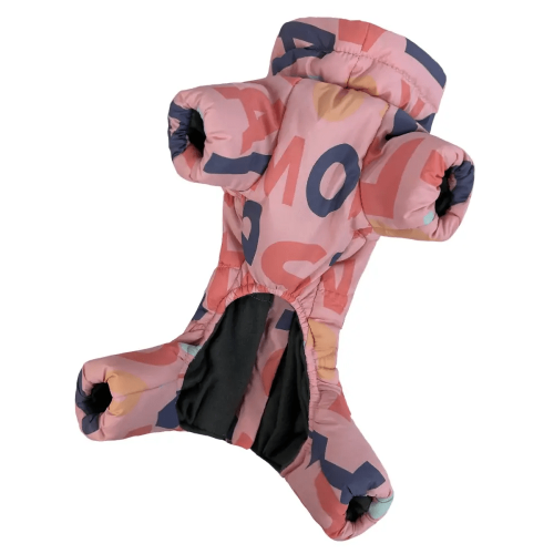 Зимовий комбінезон для собак Comfort рожевого кольору з літерами R-53