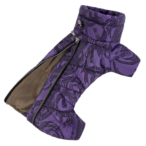 Зимний комбинезон для собак Comfort с узорами сиреневый R-56