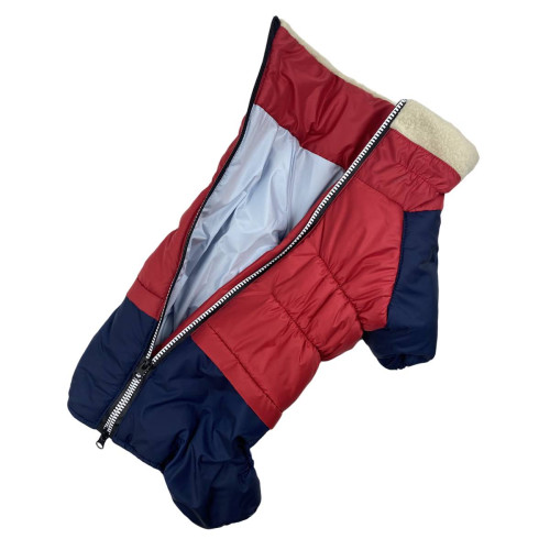 Красно-синий зимний комбинезон для таксы и корги RT-23 унисекс