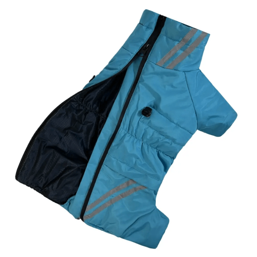 Зимний комбинезон для такс "Спорт" бирюзового цвета RT-28