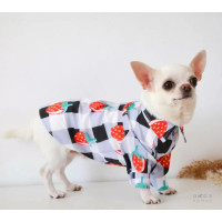 Сорочка для собак у клiтинку з полуницею RY-41