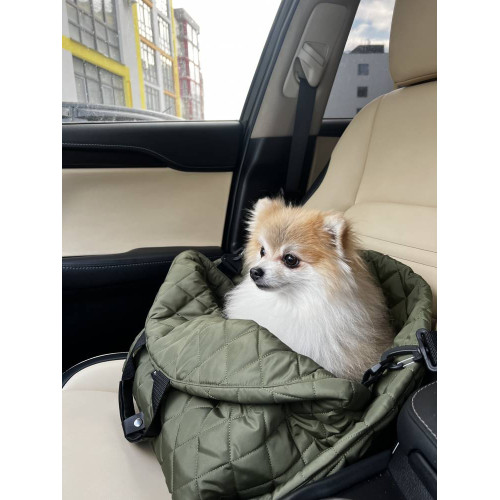 Сумка автогамак для собак цвета хаки S-15