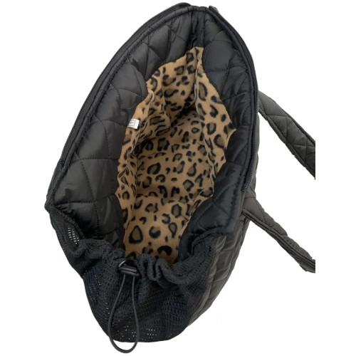 Сумка-переноска для собак стёганая чёрная S-36