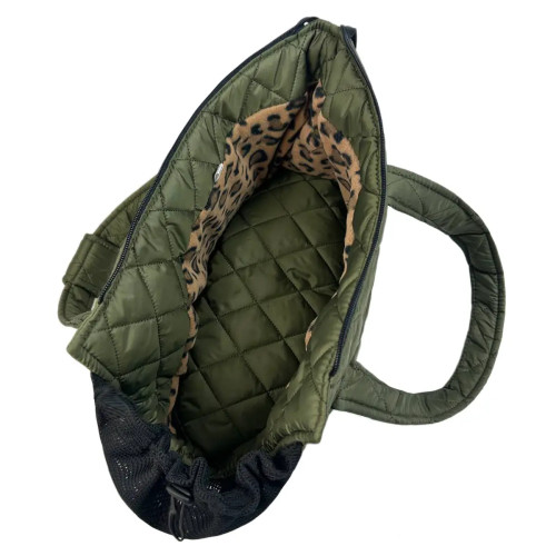 Сумка-переноска для собак стёганая хаки S-39