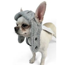 Шапка для собак Авіатор тедді сірого кольору S-77