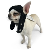 Шапка для собак Авіатор тедді чорного кольору S-82