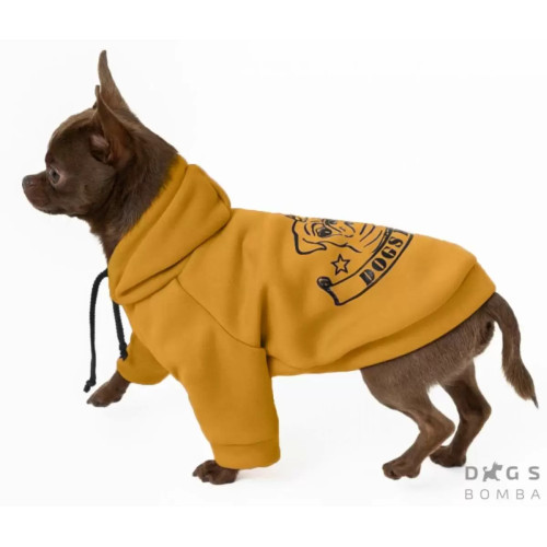 Толстовка для собак с принтом Единорог горчичного цвета Y-188