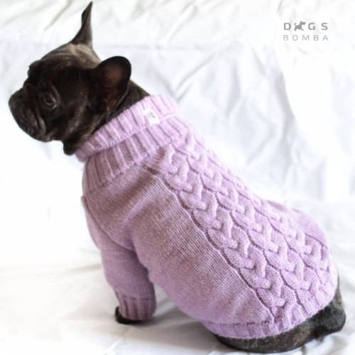 Стрейтчевий в'язаний светр для собак лавандового кольору Y-229