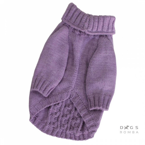 Стрейтчевий в'язаний светр для собак лавандового кольору Y-229