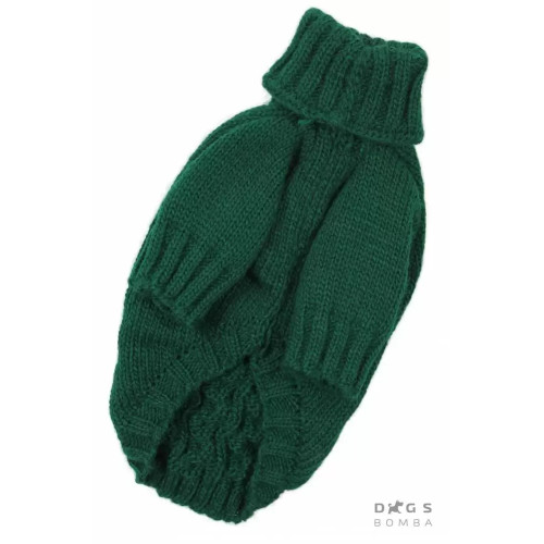 Свитер для собак Dogs Bomba Y-231 изумрудный с косичкой