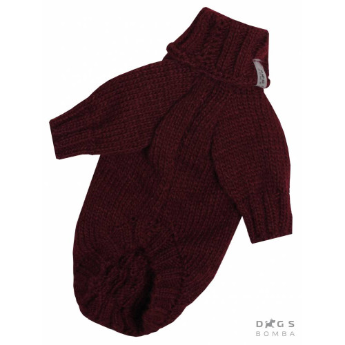 В'язаний светр для собак Dogs Bomba Y-237 марсала візерунок косичка