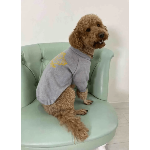 Свитер для собак вязаный "Украина" серый с жёлтым Y-279