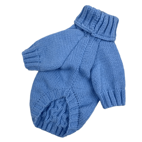 Вязаный свитер Dogs Bomba Y-284 Косичка голубого цвета