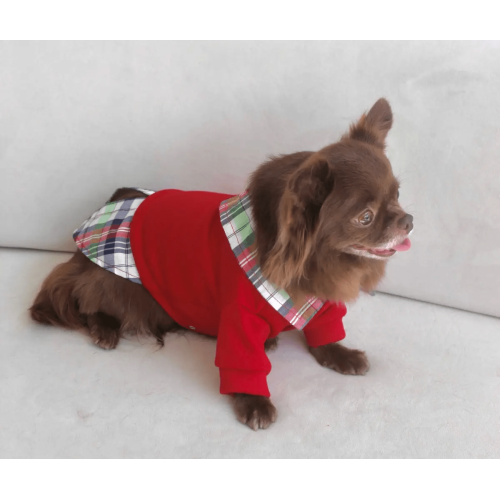 Толстовка з сорочкою для собак червоного кольору Y-296