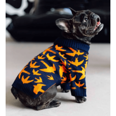 В'язаний светр для собак Dogs Bomba Пташки Y-331 синього кольору