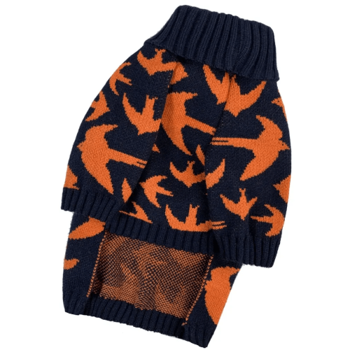 Вязаный свитер для собак Dogs Bomba Птички Y-331 синего цвета