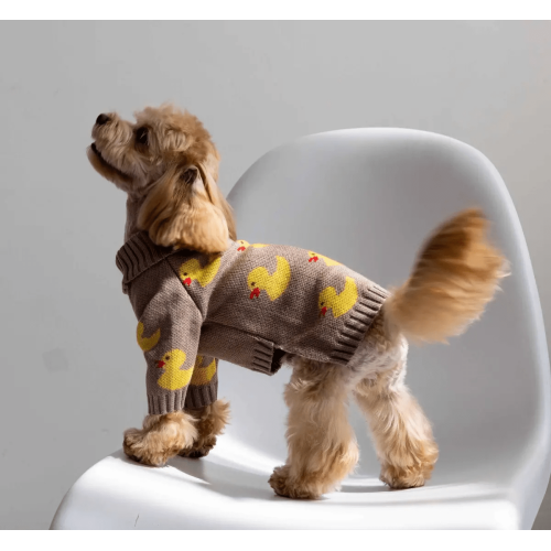 Вязаный свитер для собак Dogs Bomba Y-344 цвета какао с утятами