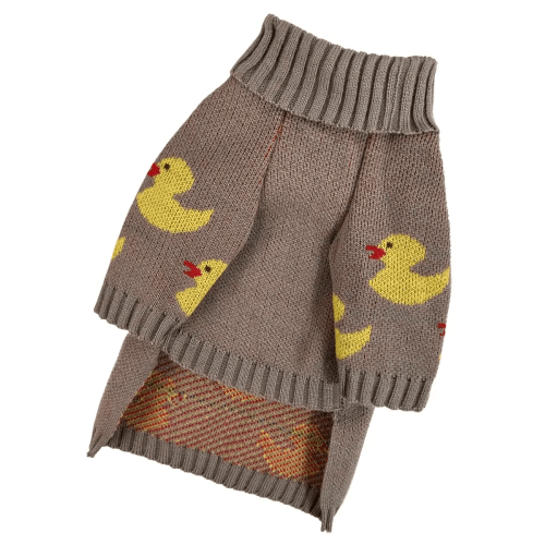 Вязаный свитер для собак Dogs Bomba Y-344 цвета какао с утятами