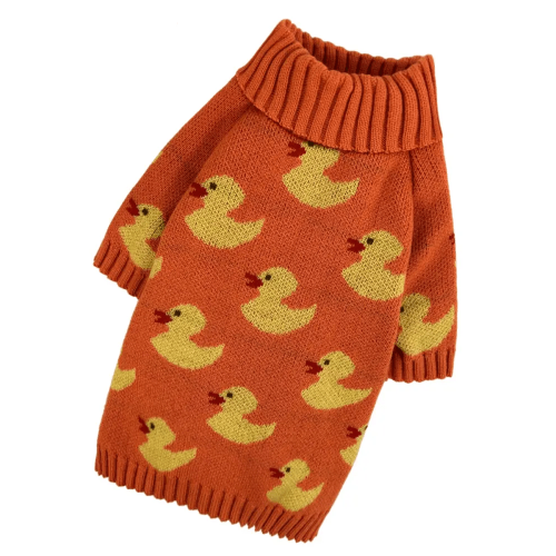 Вязаный свитер для собак Dogs Bomba Y-345 оранжевый с уточками