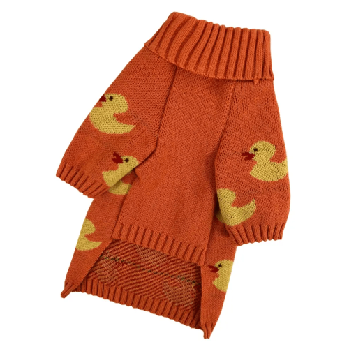 Вязаный свитер для собак Dogs Bomba Y-345 оранжевый с уточками