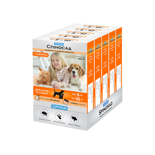 Противоклещевые таблетки для кошек и собак SUPERIUM Спиносад