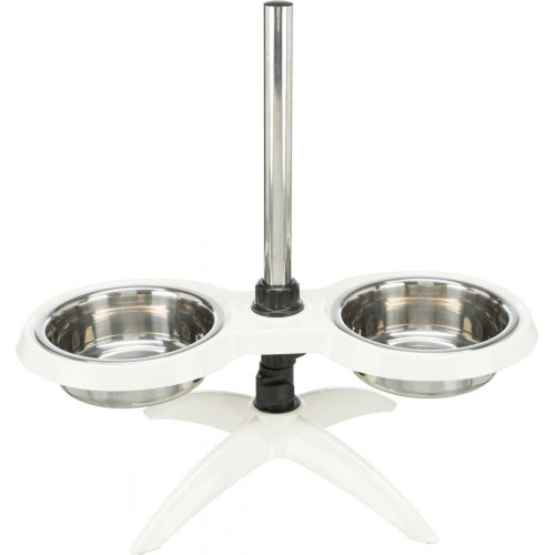 Двойная миска Trixie для собак на регулируемой подставке белая меламин/металл