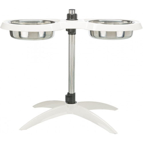 Двойная миска Trixie для собак на регулируемой подставке белая меламин/металл