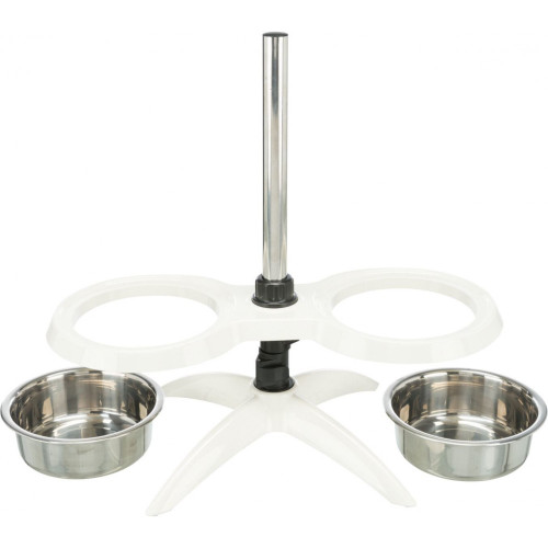 Двойная миска Trixie для собак на регулируемой подставке белая меламин/металл