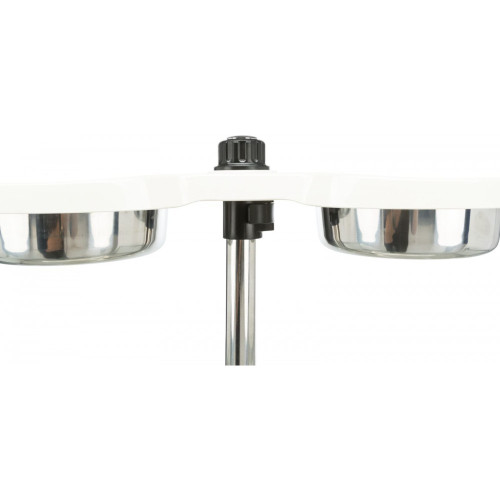 Двойная миска Trixie для собак на регулируемой подставке белая меламин/металл