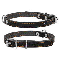 Нашийник для собак "CoLLaR" одинарний шкіряний чорного кольору