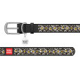 Ошейник WAUDOG Design с рисунком "Ромашка", чёрная премиум кожа, металлическая пряжка