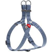 Шлея для собак из восстановленного хлопка WAUDOG Re-cotton синяя с QR-паспортом