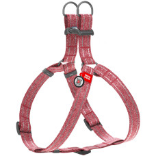 Шлея для собак из восстановленного хлопка WAUDOG Re-cotton красная с QR-паспортом