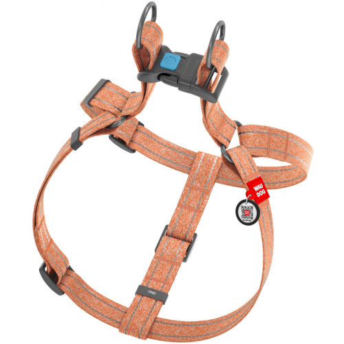 Шлея для собак из восстановленного хлопка WAUDOG Re-cotton оранжевая с QR-паспортом