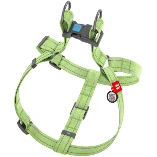 Шлея для собак из восстановленного хлопка WAUDOG Re-cotton салатовая с QR-паспортом