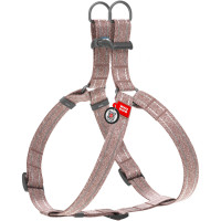 Шлея для собак из восстановленного хлопка WAUDOG Re-cotton коричневая с QR-паспортом