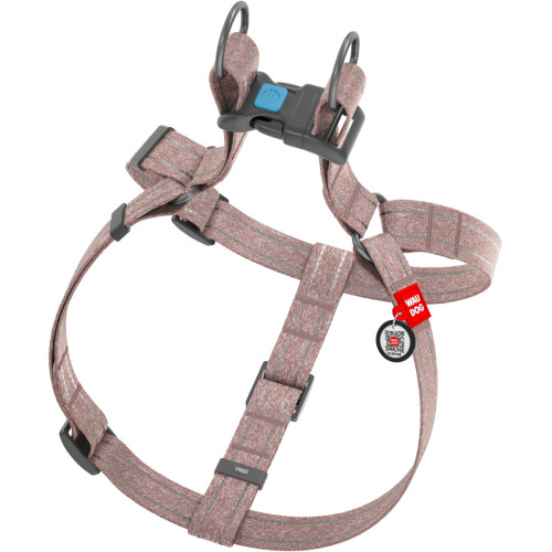 Шлея для собак из восстановленного хлопка WAUDOG Re-cotton коричневая с QR-паспортом